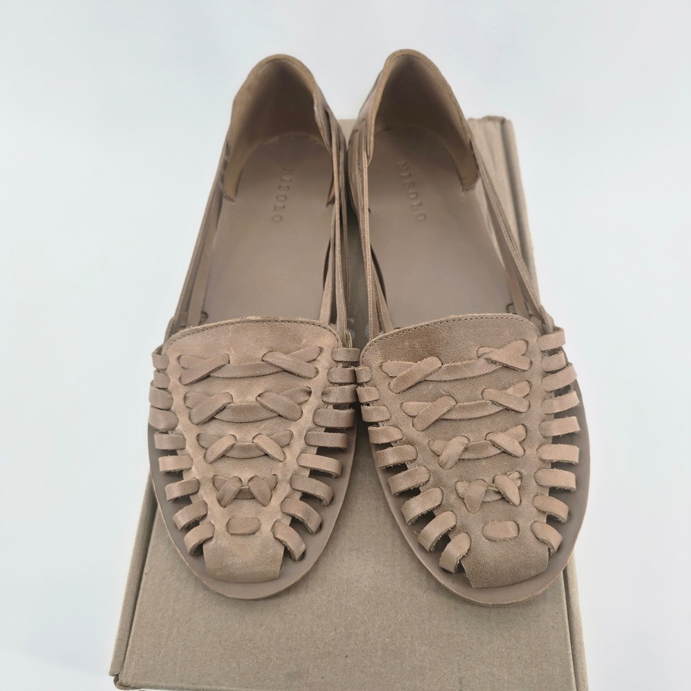 Nisolo Huarache Sandal Womens 9.5 Almond Woven Leather Flat Mexico New in Box